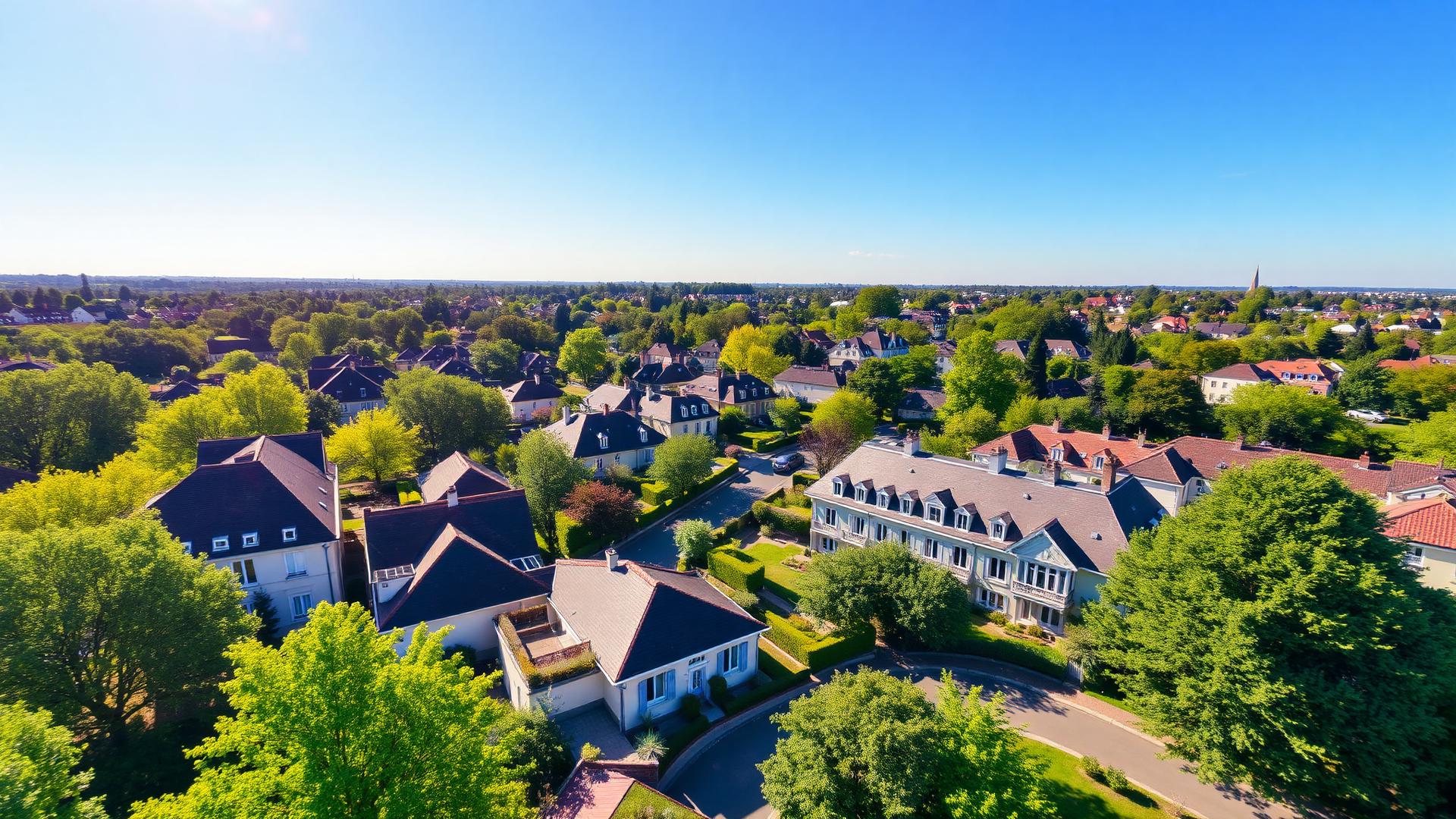 Quartier résidentiel au coucher de soleil