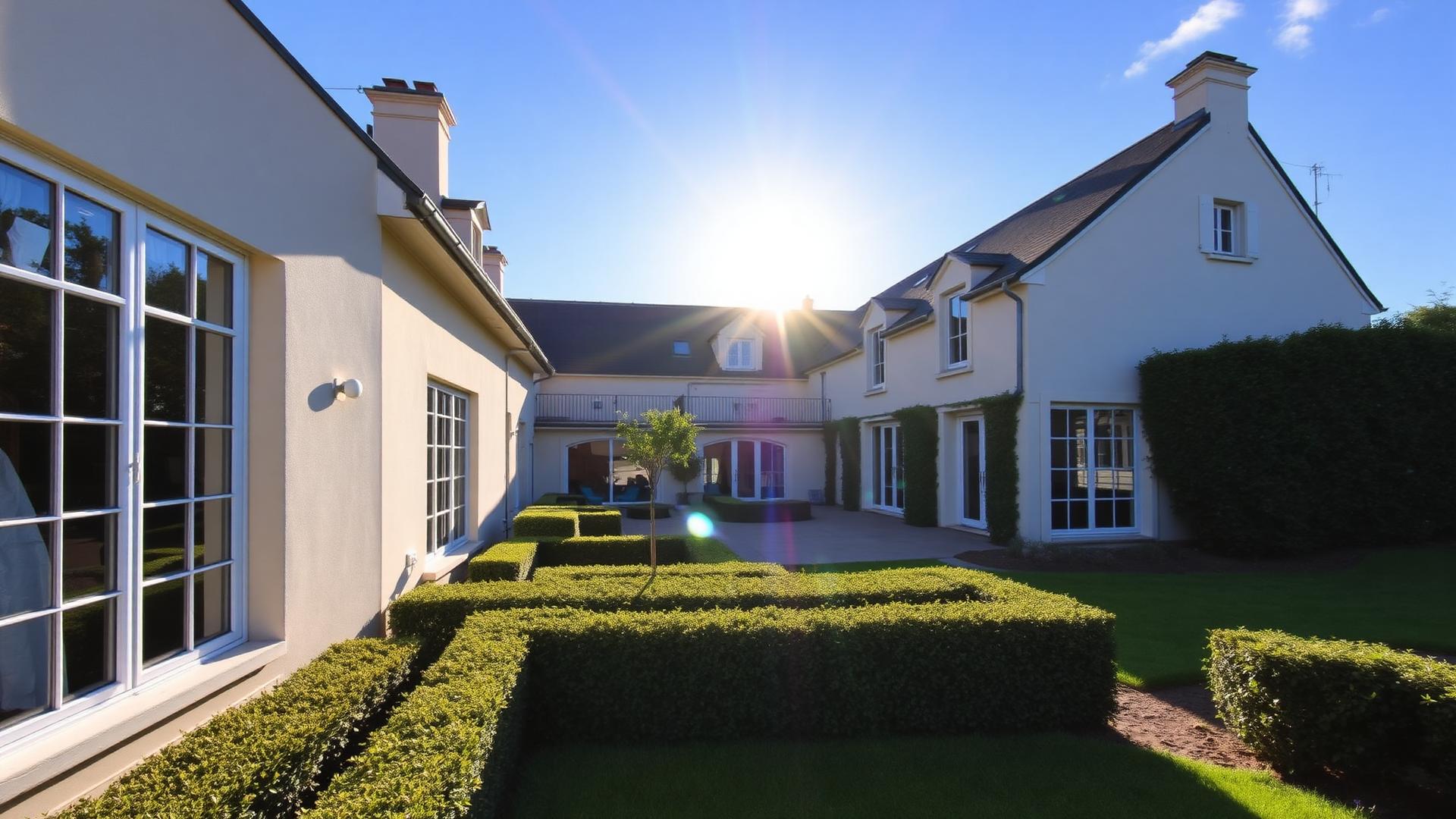 Maison contemporaine au crépuscule